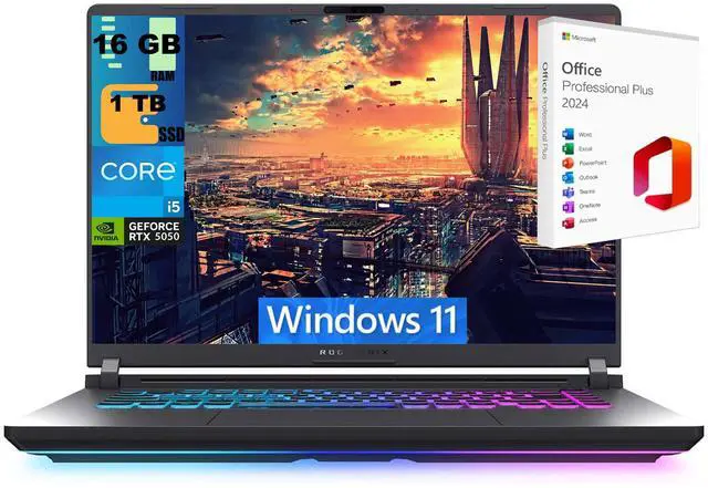 Main image of ASUS ROG Strix G16 Gaming Laptop, 16" FHD+ 165Hz Display, Intel Core i5-13450HX 10 Cores Processor, GeForce RTX 5050 8GB GDDR7, 16GB DDR5  1TB PCIe SSD, Wi-Fi 7, Windows 11 ,Office 2024 License