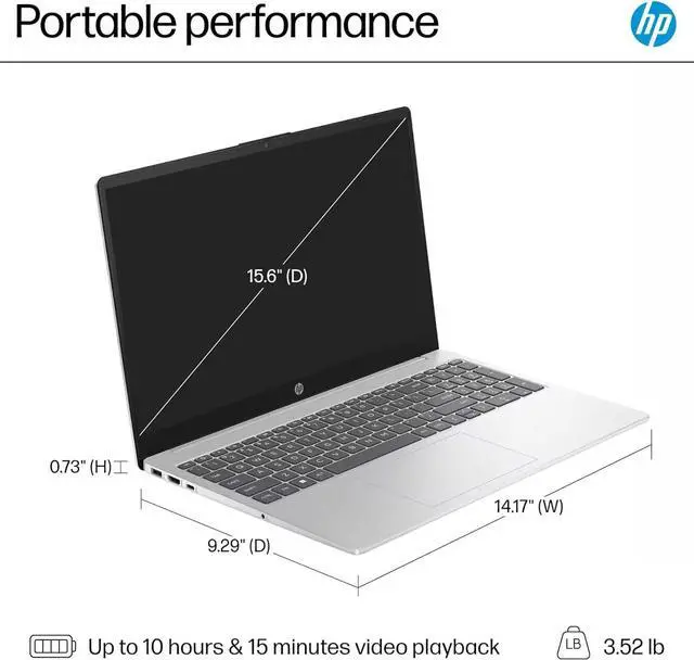 Alt view image 5 of 5 - HP 15 Business Laptop, 15.6" HD (1366 x 768) Touchscreen, Intel Core i3-1215U 6 Cores Processor, Intel UHD Graphics, 16GB DDR4 512GB PCIe SSD, Bluetooth, Wi-Fi, Windows 11 Pro, Office 2024 License