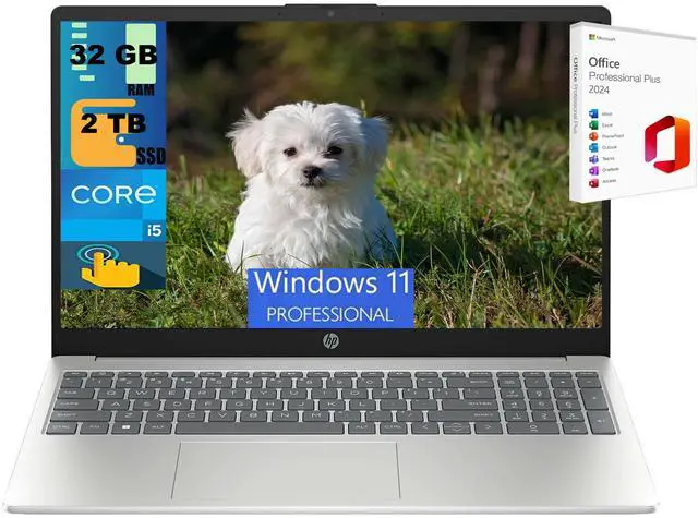Main image of HP 15 Laptop, 15.6" HD Touchscreen, Intel Core i5-1235U 10 Cores Processor, Intel Iris Xe Graphics, 32GB DDR4 2 TB PCIe SSD, Webcam, Wi-Fi 6, Windows 11 Pro,Office 2024 License
