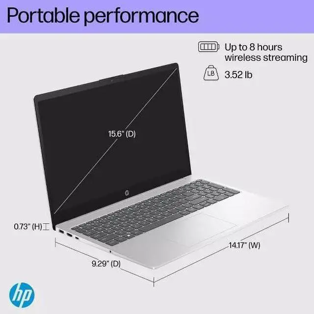 Alt view image 6 of 6 - HP 15 Laptop, 15.6" FHD (1920 x 1080) Display, Intel Core i7-1355U 10-Core Processor, Intel Iris Xe Graphics, 32GB DDR4 512GB PCIe SSD, Wi-Fi 6 and Bluetooth 5.3, Windows 11 Pro,Office 2024 License