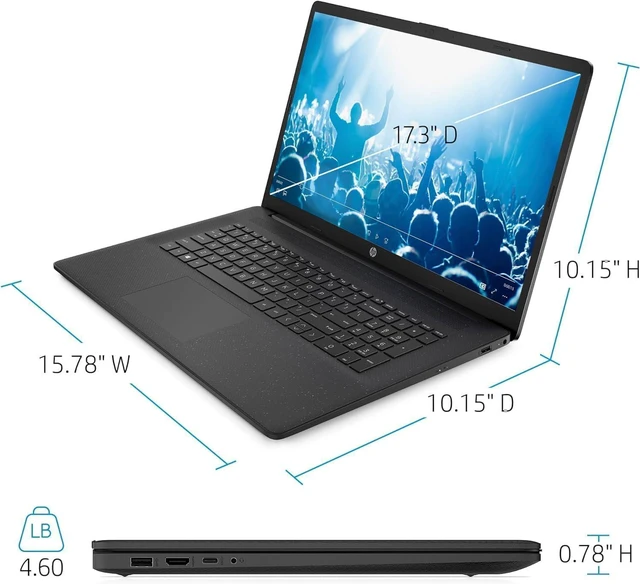 Alt view image 5 of 6 - HP 17 Laptop, 17.3" HD+ (1600x900) Display, Intel Core i5-1334U 10 Cores Processor, Intel Iris Xe Graphics, 16GB DDR4 2 TB PCIe SSD, Wi-Fi 6 and Bluetooth 5.3, Windows 11 ,Office 2024 License