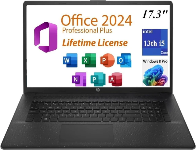 Alt view image 2 of 6 - HP 17 Laptop, 17.3" HD+ (1600x900) Display, Intel Core i5-1334U 10 Cores Processor, Intel Iris Xe Graphics, 16GB DDR4 2 TB PCIe SSD, Wi-Fi 6 and Bluetooth 5.3, Windows 11 ,Office 2024 License