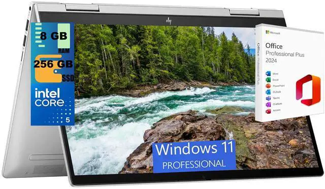 Main image of HP Envy x360 14 Laptop, 14" FHD Touchscreen, Intel Core 5 120U 10-Core Processor, Intel Graphics, 8GB DDR4 256GB PCIe SSD, Wi-Fi 6E, Backlit KB, Windows 11 Pro ,Office 2024 License