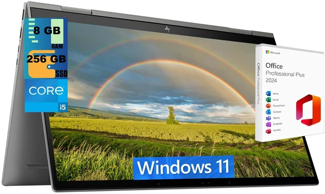 Main image of HP Envy x360 15 Laptop, 15.6" FHD Touchscreen, Intel Core i5-1335U 10-Core Processor, Intel Iris Xe Graphics, 8GB DDR4 256GB PCIe SSD, BT 5.3, Backlit KB, Windows 11 Home ,Office 2024 License