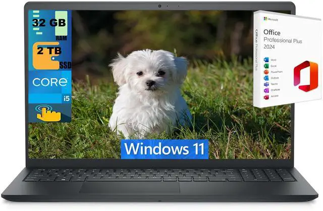 Main image of Dell Inspiron 15 Laptop, 15.6" Full HD Touchscreen, Intel Core i5-1334U 10 cores Processor, Intel UHD Graphics, 32GB DDR4 2 TB PCIe SSD, Wi-Fi 5 + Bluetooth, Windows 11 ,Office 2024 License