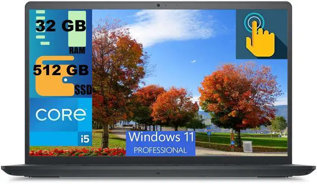 Main image of Dell Inspiron 3520 15 Laptop, 15.6" Full HD Touchscreen, Intel Core i5-1135G7 4 cores Processor, Intel UHD Graphics, 32GB DDR4 512GB PCIe SSD, Wi-Fi, Webcam, Windows 11 Pro,Office 2024 License