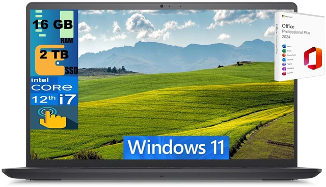 Main image of Dell Inspiron 3520 15 Laptop, 15.6" FHD Touchscreen, Intel Core i7-1255U 10 Cores Processor, Intel Iris Xe Graphics, 16GB DDR4 2 TB PCIe SSD, Wi-Fi and Bluetooth, Windows 11 ,Office 2024 License