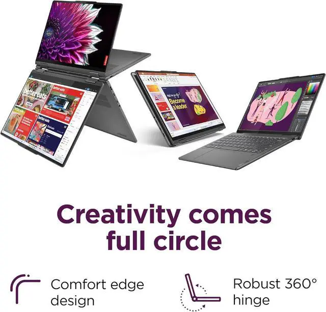 Alt view image 4 of 5 - Lenovo Yoga 7i 2-in-1 Laptop, 16" FHD+ Touchscreen, Intel Core Ultra 7 155U 12 Cores Processor, Intel Graphics, 16GB DDR4 1 TB PCIe SSD, FP Reader, Windows 11 Home ,Office 2024 License