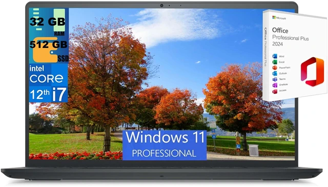 Main image of Dell Inspiron 3520 15 Laptop, 15.6" FHD Display, Intel Core i7-1255U 10 Cores Processor, Intel Iris Xe Graphics, 32GB DDR4 512GB PCIe SSD, Webcam, Wi-Fi 6, Windows 11 Pro,Office 2024 License