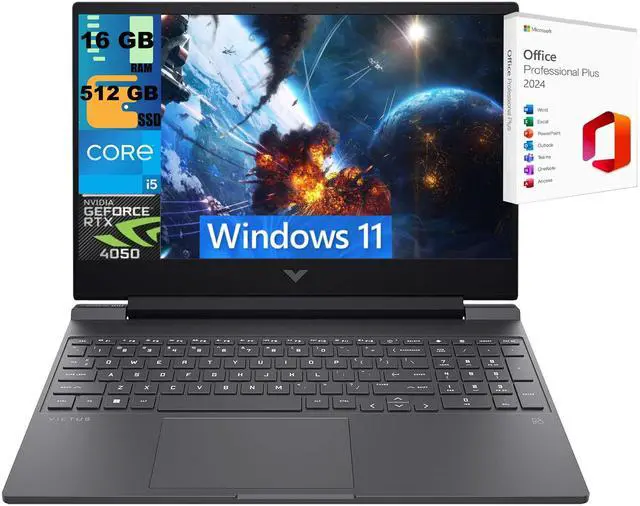 Main image of HP Victus 15 Gaming Laptop, 15.6" FHD 144Hz, Intel Core i5-13420H 8 Cores Processor, NVIDIA GeForce RTX 4050 6GB GDDR6, 16GB DDR4 512GB PCIe SSD, Backlit KB, Windows 11 ,Office 2024 License