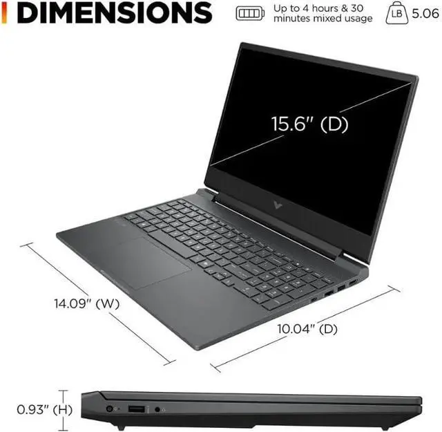 Alt view image 5 of 6 - HP Victus 15 Gaming Laptop, 15.6" FHD 144Hz, Intel Core i5-13420H 8 Cores Processor, NVIDIA GeForce RTX 4050 6GB GDDR6, 32GB DDR4 2 TB PCIe SSD, Backlit KB, Windows 11 Pro,Office 2024 License