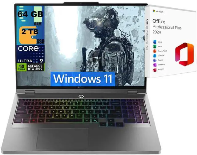 Main image of Lenovo Legion 5i 16 Gaming Laptop, 16" WQXGA Display, Intel Core Ultra 9 275HX 24-core Processor, GeForce RTX 5060 8GB GDDR7, 64GB DDR5 2 TB PCIe SSD, RGB Backlit, Windows 11 ,Office 2024 License