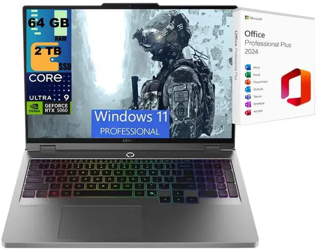 Main image of Lenovo Legion 5i 16 Gaming Laptop, 16" WQXGA Display, Intel Core Ultra 9 275HX 24-core Processor, GeForce RTX 5060 8GB GDDR7, 64GB DDR5 2 TB PCIe SSD, RGB Backlit, Windows 11 Pro,Office 2024 License