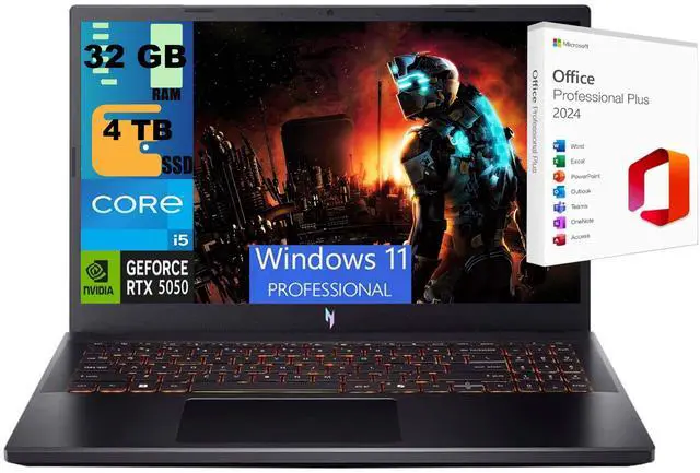 Main image of Acer Nitro V 15 Gaming Laptop, 15.6" Full HD Display, Intel Core i5-13420H 8 cores Processor, NVIDIA GeForce RTX 5050 8GB GDDR7 32GB DDR5 4 TB PCIe SSD, Wi-Fi 6, Windows 11 Pro,Office 2024 License