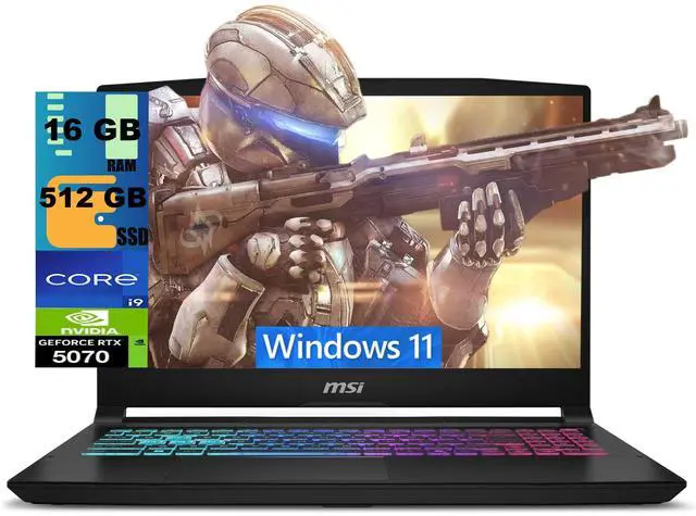 Main image of MSI Katana 15 Gaming Laptop, 15.6" 165Hz QHD+, Intel Core i9-14900HX 24 cores Processor, NVIDIA GeForce RTX 5070 12GB GDDR7, 16GB DDR5 512GB PCIe SSD, RGB Keyboard, Windows 11