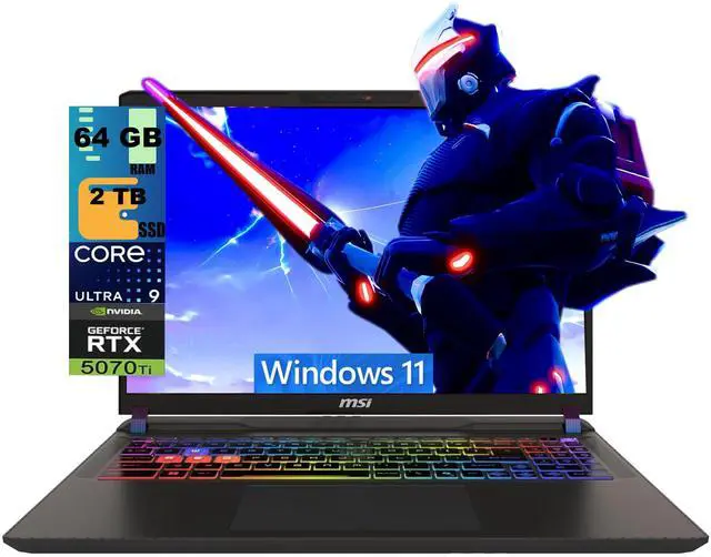 Main image of MSI Vector 16 Gaming Laptop, 16" 240Hz QHD+, Intel Ultra 9- 275HX 24-Cores Processor, NVIDIA GeForce RTX 5070 Ti 12GB GDDR7, 64GB DDR5 2 TB PCIe SSD, Wi-Fi 7, Windows 11