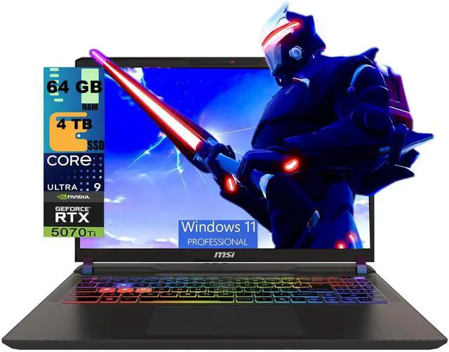 Main image of MSI Vector 16 Gaming Laptop, 16" 240Hz QHD+, Intel Ultra 9- 275HX 24-Cores Processor, NVIDIA GeForce RTX 5070 Ti 12GB GDDR7, 64GB DDR5 4 TB PCIe SSD, Wi-Fi 7, Windows 11 Pro
