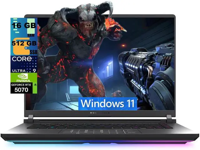 Main image of ASUS ROG Strix G16 Gaming Laptop, 16" 2.5K 240Hz, Intel Core Ultra 9 275HX 24 cores Processor, NVIDIA GeForce RTX 5070 8 GB, 16GB DDR5 512GB PCIe SSD, Wi-Fi 7, Windows 11