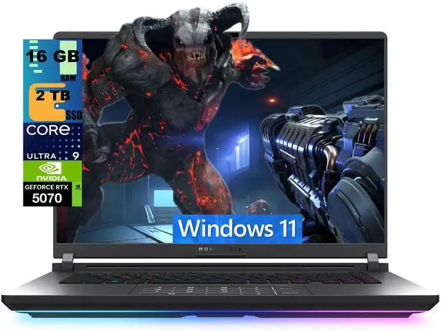 Main image of ASUS ROG Strix G16 Gaming Laptop, 16" 2.5K 240Hz, Intel Core Ultra 9 275HX 24 cores Processor, NVIDIA GeForce RTX 5070 8 GB, 16GB DDR5 2 TB PCIe SSD, Wi-Fi 7, Windows 11