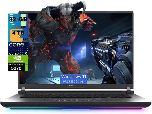 Main image of ASUS ROG Strix G16 Gaming Laptop, 16" 2.5K 240Hz, Intel Core Ultra 9 275HX 24 cores Processor, NVIDIA GeForce RTX 5070 8 GB, 32GB DDR5 4 TB PCIe SSD, Wi-Fi 7, Windows 11 Pro