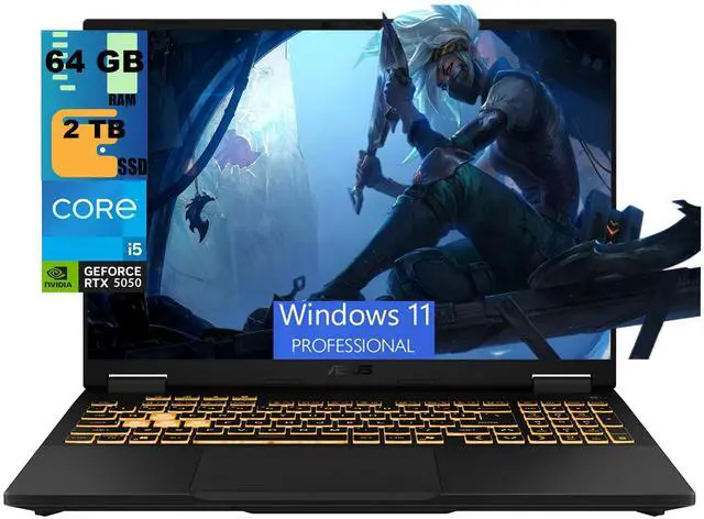 Main image of ASUS TUF F16 Gaming Laptop, 16" FHD+ 165Hz, Intel Core i5-13450HX Processor, NVIDIA GeForce RTX 5050 8GB GDDR6, 64GB DDR5 2 TB PCIe SSD, Wi-Fi 6E, Windows 11 Pro