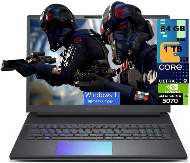 Main image of Alienware 18 Gaming Laptop, 18" QHD+ 165Hz, Intel Core Ultra 9 275HX 24-Core Processor, GeForce RTX 5070 8 GB, 64GB DDR5 1 TB PCIe SSD, Backlit KB, Windows 11 Pro