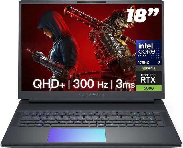 Alt view image 2 of 6 - Alienware 18 Gaming Laptop, 18" QHD+ 165Hz, Intel Core Ultra 9 275HX 24-Core Processor, GeForce RTX 5080, 16GB GDDR7, 32GB DDR5 4 TB PCIe SSD, Backlit KB, Windows 11 Pro