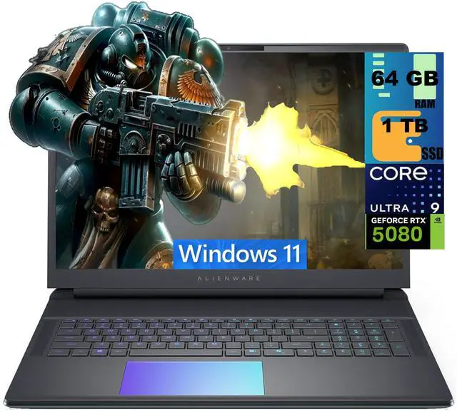 Main image of Alienware 18 Gaming Laptop, 18" QHD+ 165Hz, Intel Core Ultra 9 275HX 24-Core Processor, GeForce RTX 5080, 16GB GDDR7, 64GB DDR5 1 TB PCIe SSD, Backlit KB, Windows 11