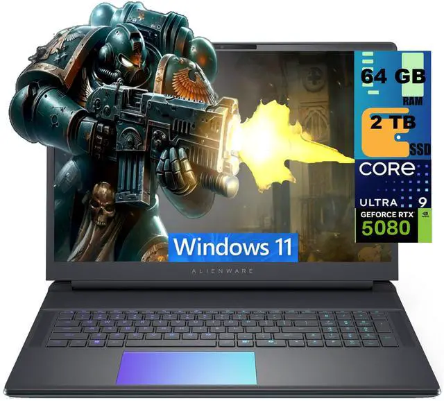 Main image of Alienware 18 Gaming Laptop, 18" QHD+ 165Hz, Intel Core Ultra 9 275HX 24-Core Processor, GeForce RTX 5080, 16GB GDDR7, 64GB DDR5 2 TB PCIe SSD, Backlit KB, Windows 11