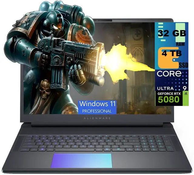Main image of Alienware 18 Gaming Laptop, 18" QHD+ 165Hz, Intel Core Ultra 9 275HX 24-Core Processor, GeForce RTX 5080, 16GB GDDR7, 32GB DDR5 4 TB PCIe SSD, Backlit KB, Windows 11 Pro
