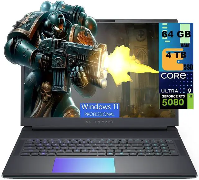 Main image of Alienware 18 Gaming Laptop, 18" QHD+ 165Hz, Intel Core Ultra 9 275HX 24-Core Processor, GeForce RTX 5080, 16GB GDDR7, 64GB DDR5 4 TB PCIe SSD, Backlit KB, Windows 11 Pro