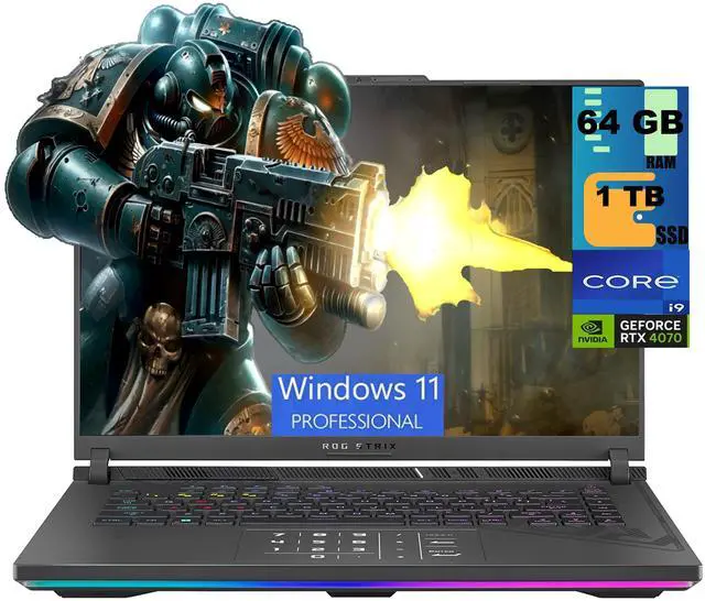 Main image of ASUS ROG Strix G16 Gaming Laptop, 16" QHD 240Hz, Intel Core i9-13980HX 24-Cores Processor, NVIDIA GeForce RTX 4070 12 GB, 64GB DDR5 1 TB PCIe SSD, Wi-Fi 6E, Windows 11 Pro