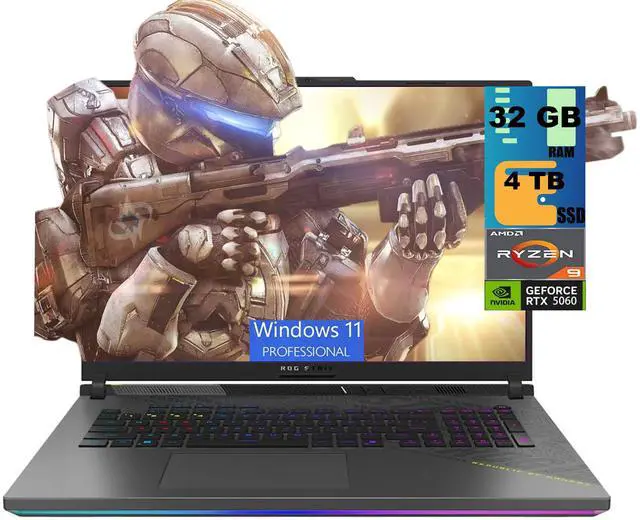 Main image of ASUS ROG Strix G18 Gaming Laptop, 18" FHD+ 144Hz Display, AMD Ryzen 9 9955HX 16 Cores Processor, GeForce RTX 5060 8GB GDDR7, 32GB DDR5 4 TB PCIe SSD, Wi-Fi 6E, Windows 11 Pro
