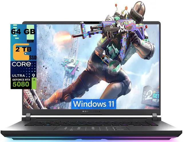 Main image of ASUS ROG Strix G16 Gaming Laptop, 16" WQXGA 2.5K 240Hz, Intel Core Ultra 9 275HX 24 Cores Processor, RTX 5080 Graphics 16GB GDDR7, 64GB DDR5 2 TB PCIe SSD, Windows 11