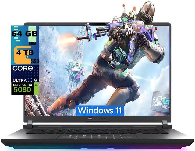 Main image of ASUS ROG Strix G16 Gaming Laptop, 16" WQXGA 2.5K 240Hz, Intel Core Ultra 9 275HX 24 Cores Processor, RTX 5080 Graphics 16GB GDDR7, 64GB DDR5 4 TB PCIe SSD, Windows 11