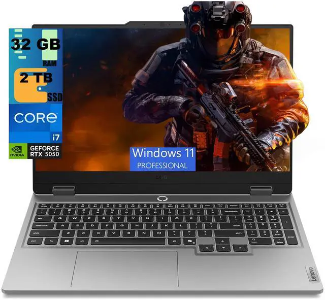 Main image of Lenovo LOQ 15 Gaming Laptop, 15.6" FHD (1920 x 1080) Display, Intel Core i7-13650HX 14-Core Processor, RTX 5050 8GB GDDR7, 32GB DDR5 2 TB PCIe SSD, Wi-Fi 6, Windows 11 Pro