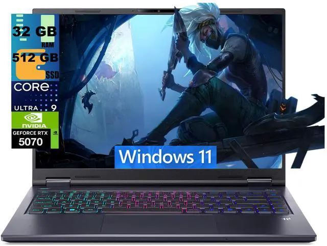 Main image of Acer Predator Helios Neo 14 AI Gaming Laptop, 14.5" WQXGA 165Hz, Intel Core Ultra 9 285H 16-Core processor, RTX 5070 8GB Graphic, 32 GB DDR5 512 PCIe SSD, Windows 11 Home