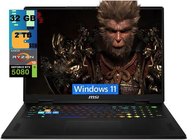 Main image of MSI Vector A18 Gaming Laptop, 18" QHD+ (2560x1600) 240Hz, AMD Ryzen 9 9955HX 16 Cores Processor, RTX 5080 16GB GDDR7, 32GB DDR5 2 TB PCIe SSD, Wi-Fi 7, Windows 11