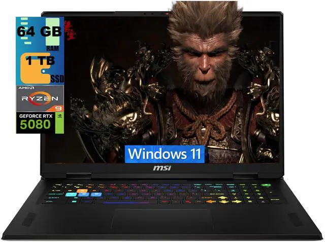 Main image of MSI Vector A18 Gaming Laptop, 18" QHD+ (2560x1600) 240Hz, AMD Ryzen 9 9955HX 16 Cores Processor, RTX 5080 16GB GDDR7, 64GB DDR5 1 TB PCIe SSD, Wi-Fi 7, Windows 11