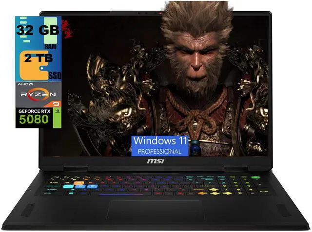 Main image of MSI Vector A18 Gaming Laptop, 18" QHD+ (2560x1600) 240Hz, AMD Ryzen 9 9955HX 16 Cores Processor, RTX 5080 16GB GDDR7, 32GB DDR5 2 TB PCIe SSD, Wi-Fi 7, Windows 11 Pro