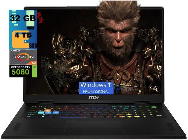 Main image of MSI Vector A18 Gaming Laptop, 18" QHD+ (2560x1600) 240Hz, AMD Ryzen 9 9955HX 16 Cores Processor, RTX 5080 16GB GDDR7, 32GB DDR5 4 TB PCIe SSD, Wi-Fi 7, Windows 11Pro