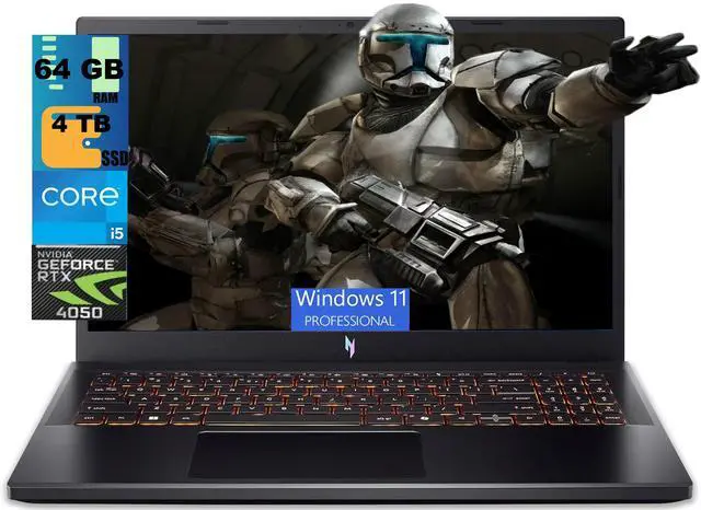 Main image of Acer Nitro V 15 Gaming Laptop, 15.6" FHD 165Hz Display, Intel Core i5-13420H 8 cores Processor, RTX 4050 6 GB, 64GB DDR5 4 TB PCIe SSD, Wi-Fi 6 | Backlit KB, Windows 11 Pro