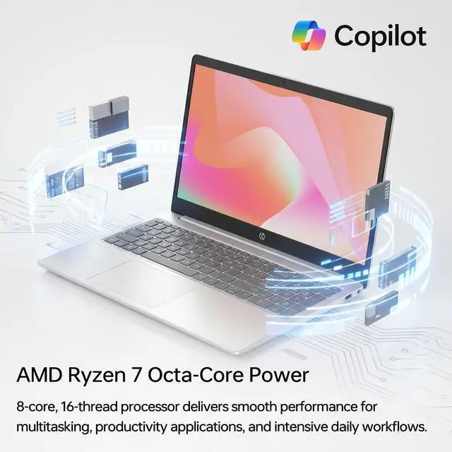 Alt view image 5 of 6 - HP 15 Laptop, 15.6" FHD (1920 x 1080) Touchscreen, AMD Ryzen 7 7730U 8 cores Processor, AMD Radeon Graphics, 32GB DDR4 512GB PCIe SSD, Wi-Fi 6 & Bluetooth, Windows 11