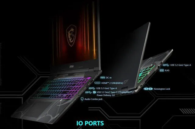 Alt view image 6 of 6 - MSI Cyborg 15 Gaming Laptop, 15.6" FHD 144Hz, Intel 10-core 7 240H Processor, NVIDIA GeForce RTX 5070 8GB GDDR7, 32GB DDR5 4 TB PCIe SSD, 4-Zone RGB Backlit, Windows 11 Pro