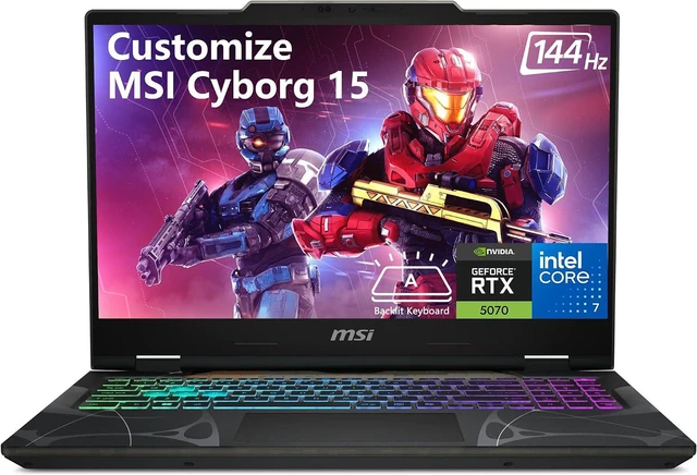 Alt view image 2 of 6 - MSI Cyborg 15 Gaming Laptop, 15.6" FHD 144Hz, Intel 10-core 7 240H Processor, NVIDIA GeForce RTX 5070 8GB GDDR7, 16GB DDR5 2 TB PCIe SSD, 4-Zone RGB Backlit, Windows 11, Office 2021 License