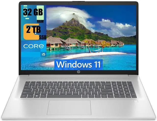 Main image of HP 17 Laptop, 17.3" FHD Display, Intel Core i5-1334U 10 Cores Processor, Intel Iris Xe Graphics, 32GB DDR4  2TB PCIe SSD, Wi-Fi 6, Webcam, Backlit Keyboard, Windows 11