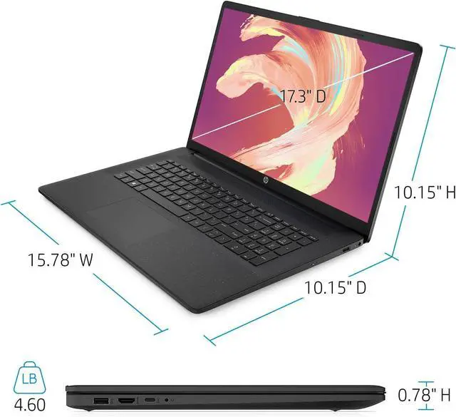 Alt view image 6 of 6 - HP 17 Laptop, 17.3" HD+ (1600x900) Display, Intel Core i5-1334U 10 Cores Processor, Intel Iris Xe Graphics, 32GB DDR4  1TB PCIe SSD, Wi-Fi 6 and Bluetooth 5.3, Windows 11 Pro ,Office 2024 License