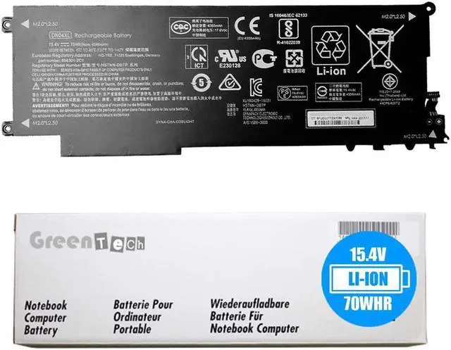 Main image of GreenTech DN04XL Replacement Battery for HP Zbook X2 G4 - GreenTech 15.4V 70Whr 4 Cell Battery 856843-850 HSTNN-DB7P 856301-2C1 DN04070XL 856843-855
