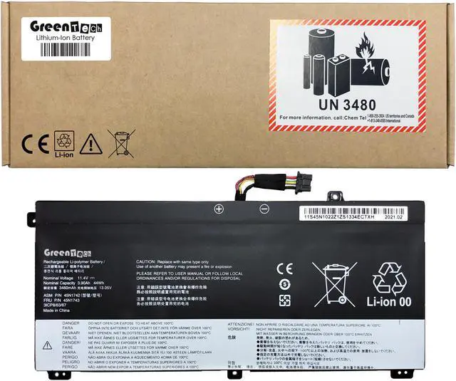 Alt view image 2 of 2 - GreenTech 44Wh 45N1740 45N1742 compatible battery for Lenovo Thinkpad T550, Thinkpad T550s, Thinkpad T560, Thinkpad W550, Thinkpad W550s - GreenTech 11.25V 44Whr 3 Cell Battery 45N1743 SB10K12721