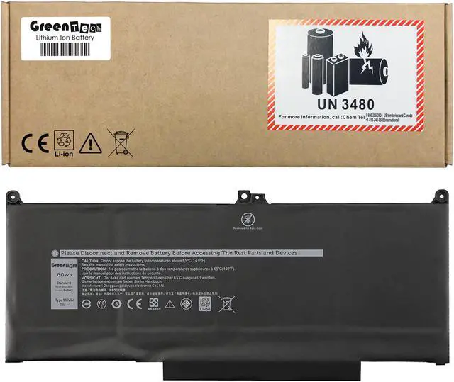 Main image of GreenTech MXV9V Replacement Battery for Dell Latitude 5300, Latitude 5310, Latitude 7300, Latitude 7400 - GreenTech 7.6V 60Whr 4 Cell Battery 5VC2M N2K62 829MX
